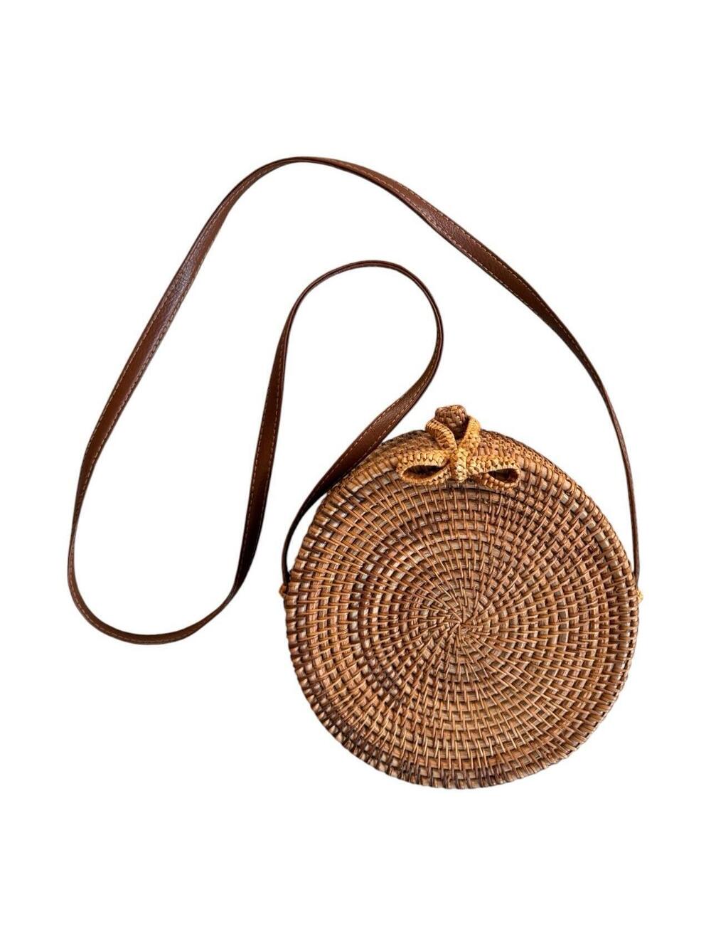 Retro Rattan Wicker Round Purse